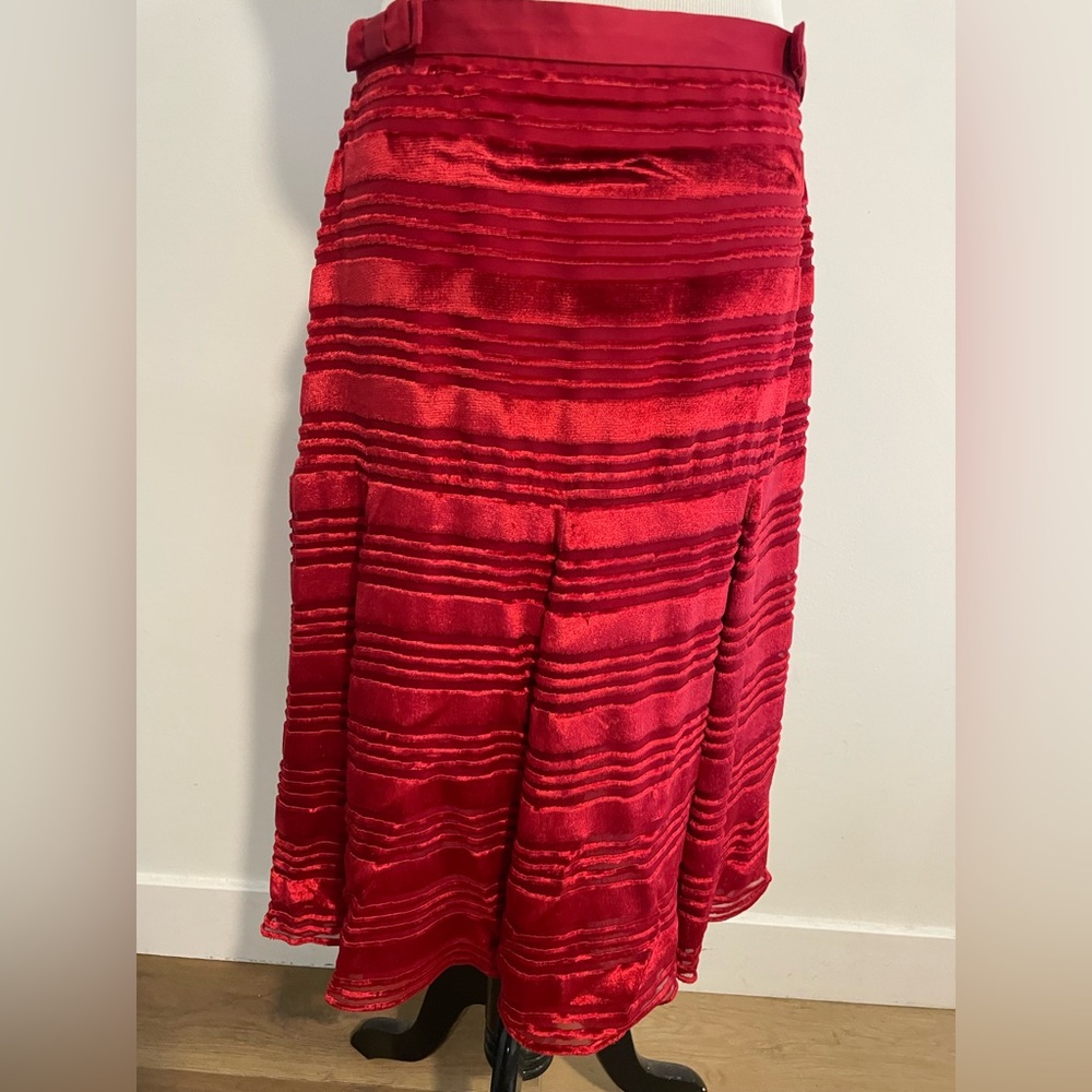 Louis Vuitton Vibrant Red Velvet Midi Skirt